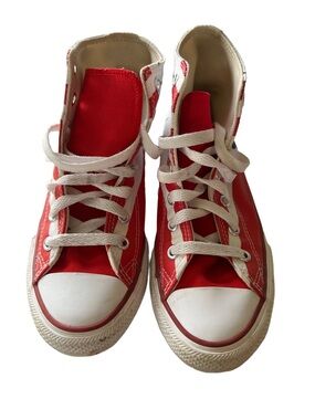 Converse Chuck Taylor Kids Red High-Top Canvas Sneakers with White Accents